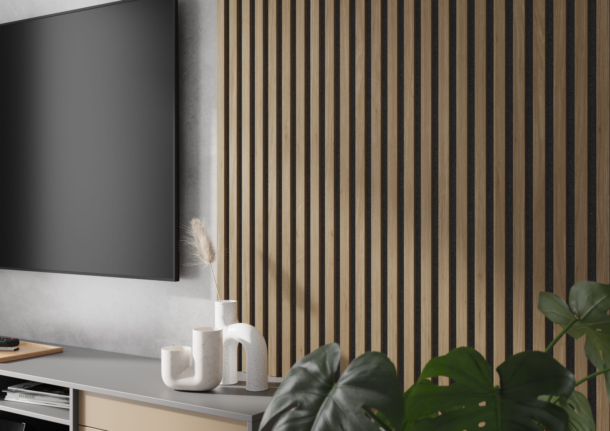 Lamell ribistik mustal vilt paneelil 275cm