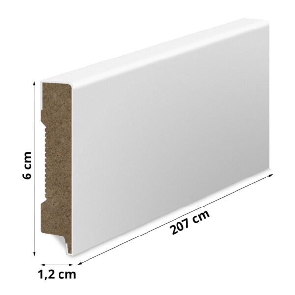 MDF Põrandaliist - Kõrgus 6 cm, Paksus 1.2 cm valge ja must