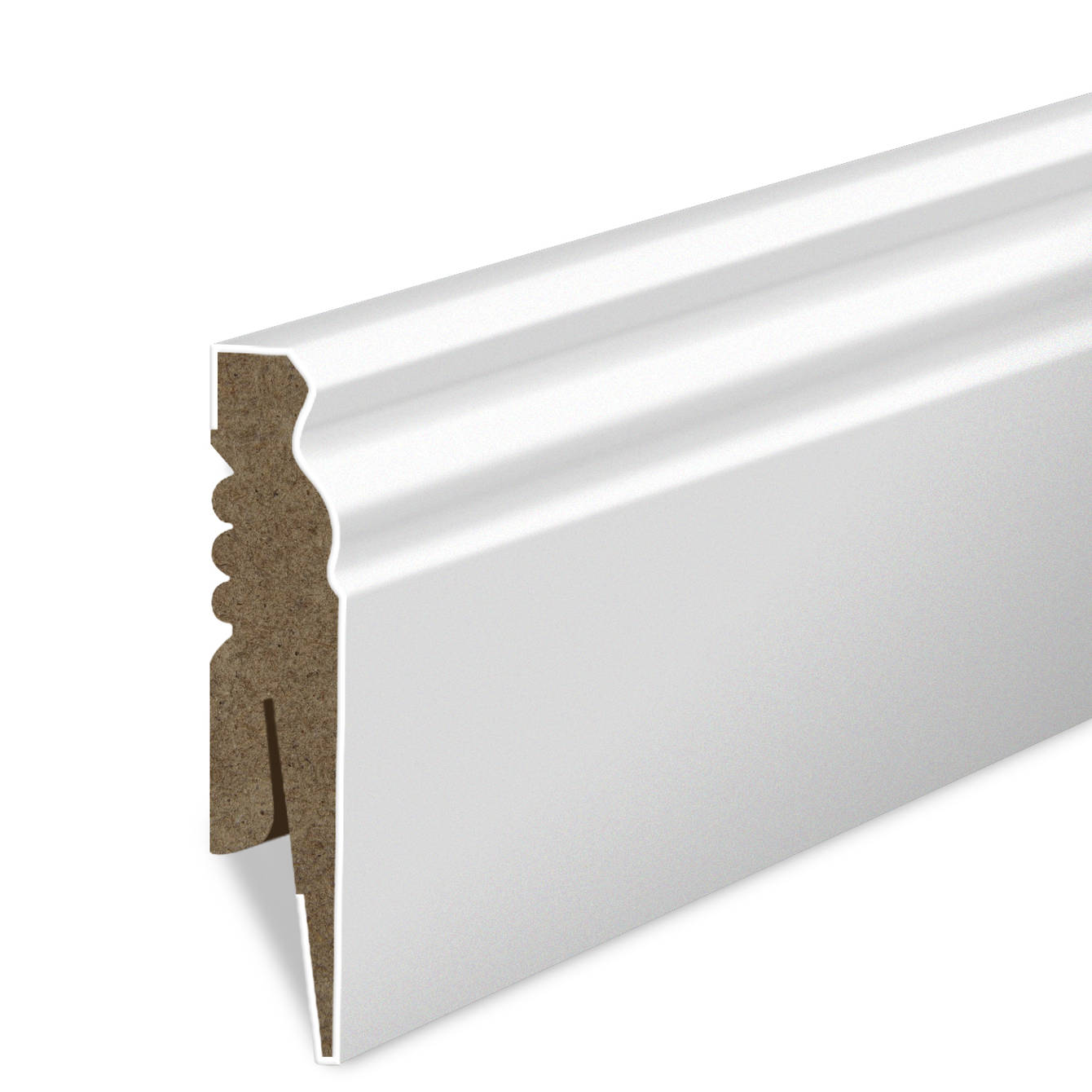 MDF Põrandaliist - Kõrgus 8 cm, Paksus 1.6 cm valge