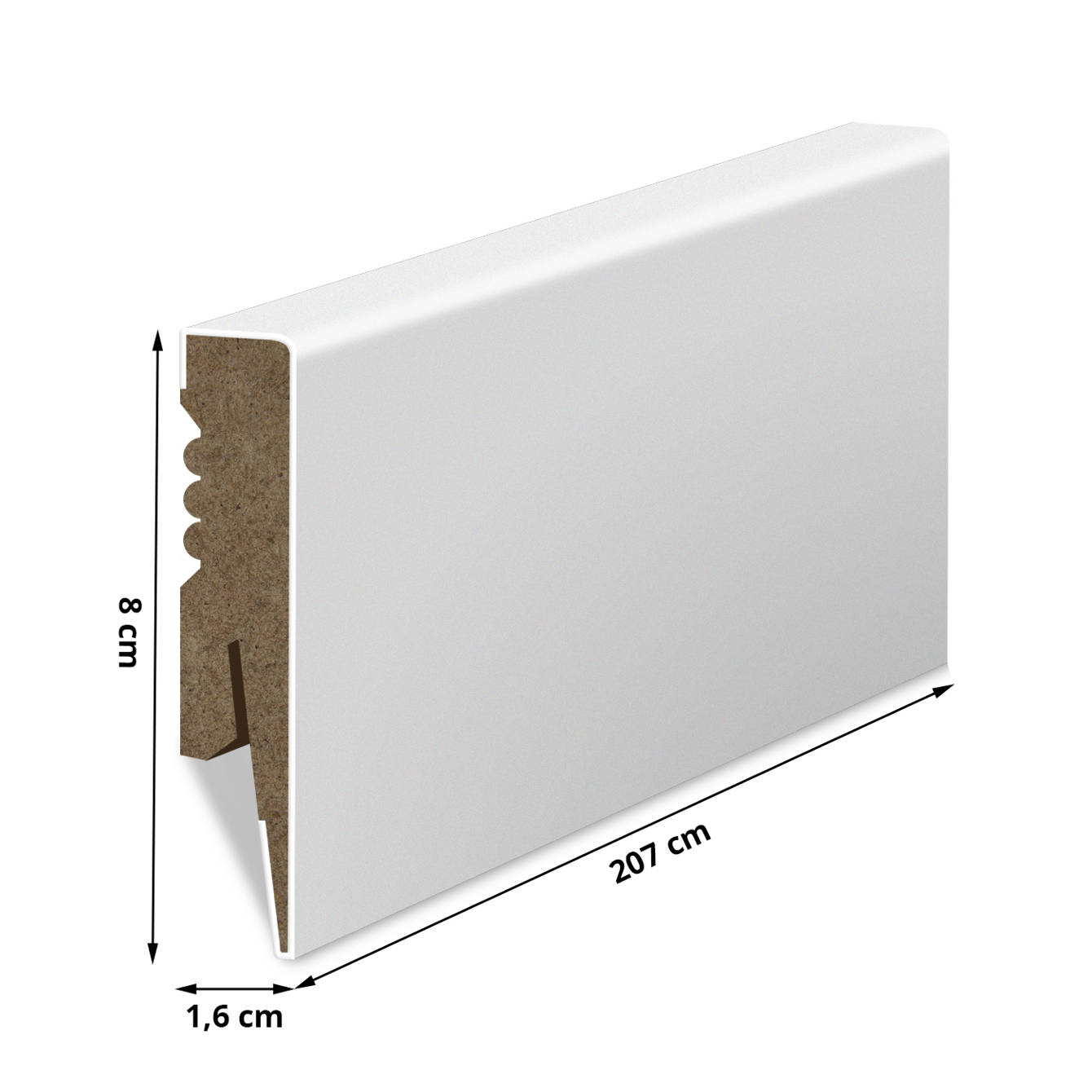 MDF Põrandaliist - kõrgus 8 cm, paksus 1.6 cm