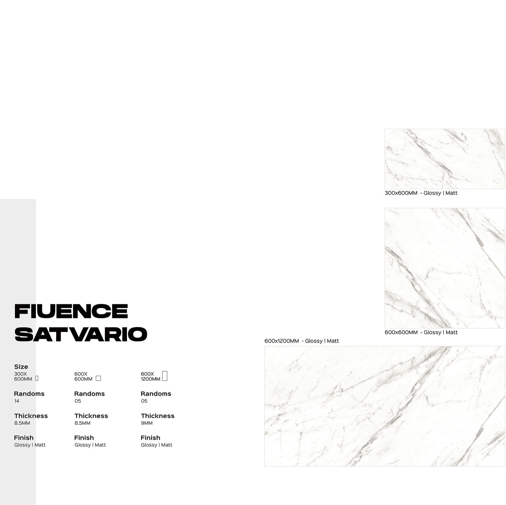 Fiuence Satvario läikiv või matt keraamiline plaat