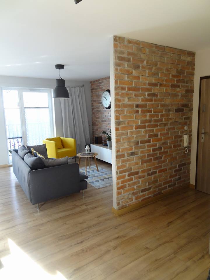 Moderne stiliseeritud telliskivi plaadid seinal klassikaline