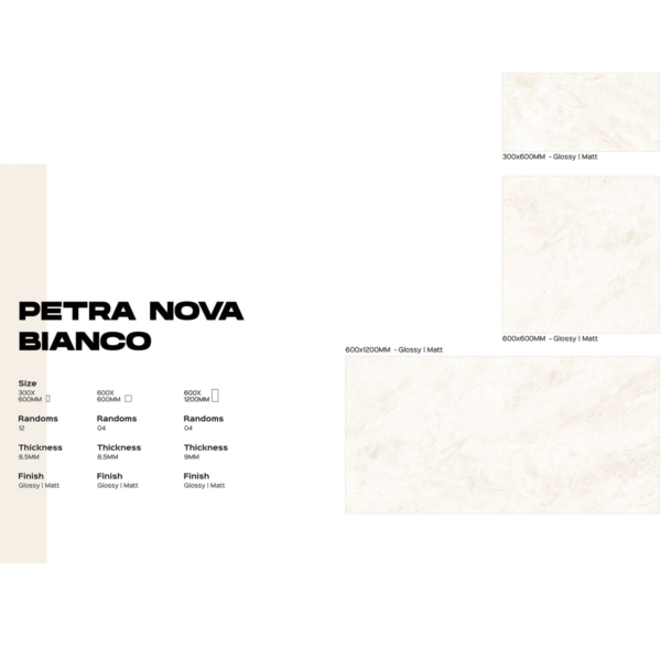 Petra Nova Bianco läikiv või matt keraamiline plaat