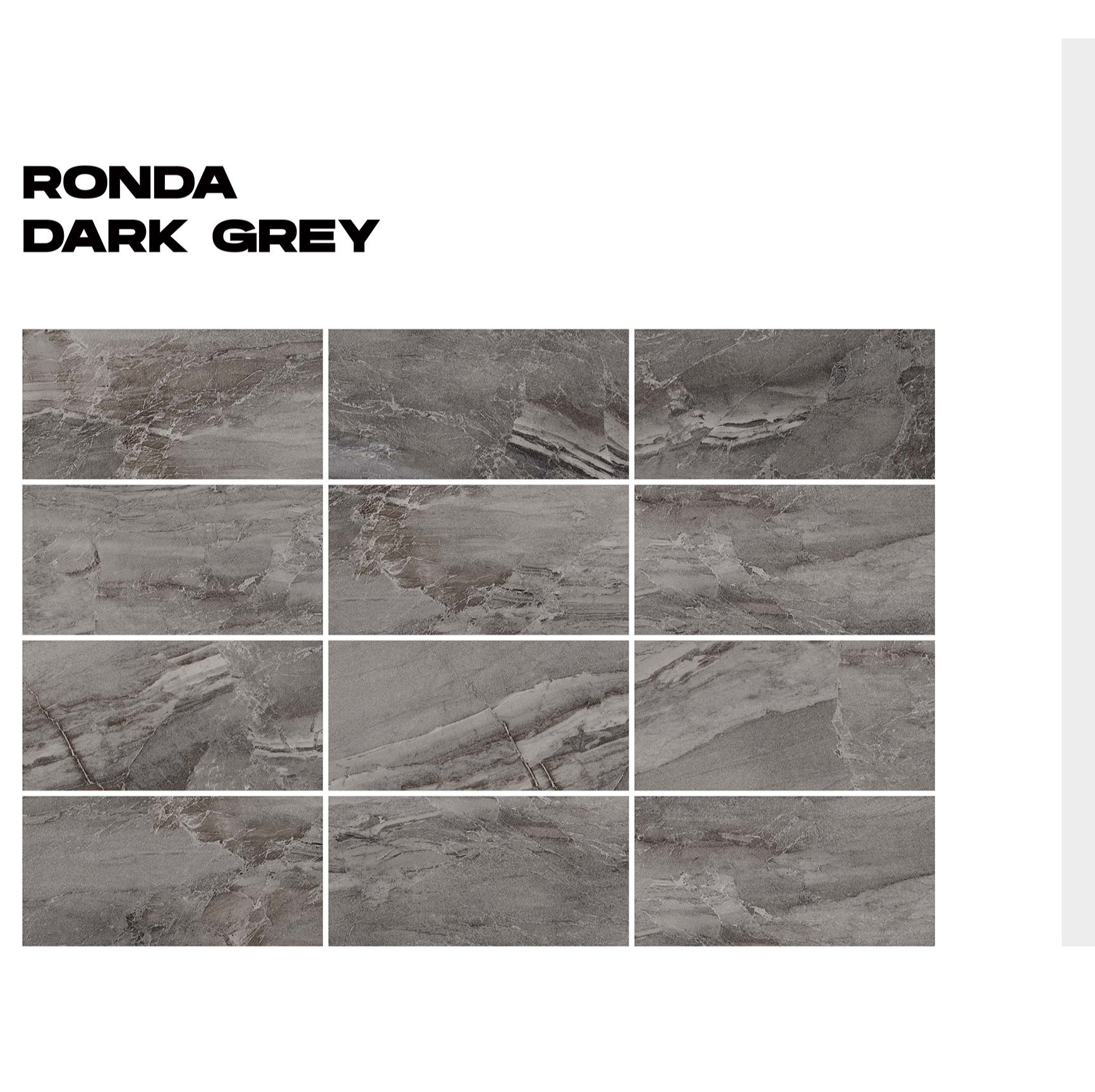 Ronda Dark Grey läikiv või matt keraamiline plaat