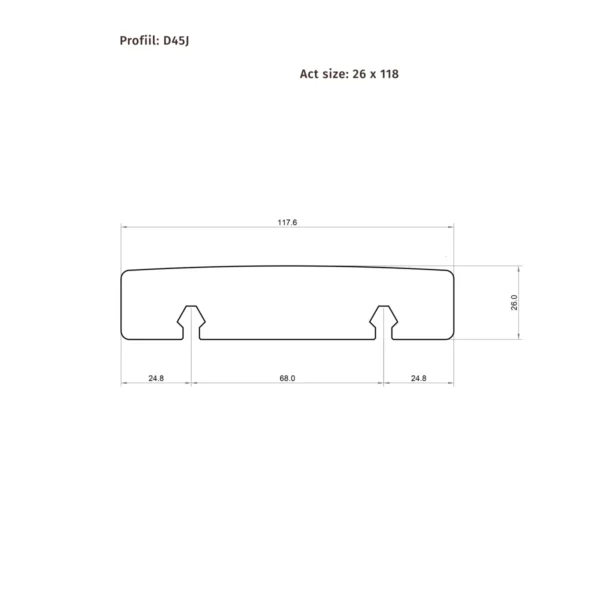 Puit terrassilaud termomänd D45J 26x118x3000 - 4800mm
