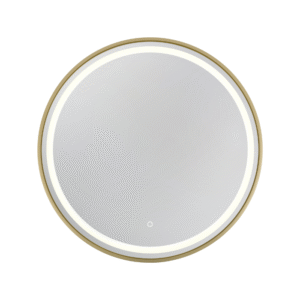 Ümmargune peegel kuldse raami ja LED-valgustusega 70x70cm