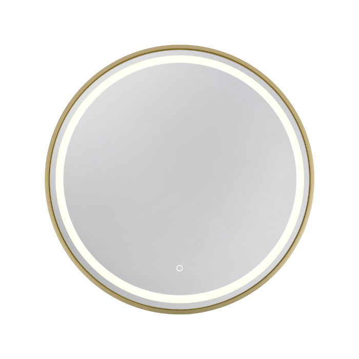 Ümmargune peegel kuldse raami ja LED-valgustusega 70x70cm