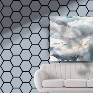 Pebble Grey-Blue kuusnurk akustiline seinapaneel 620x760mm
