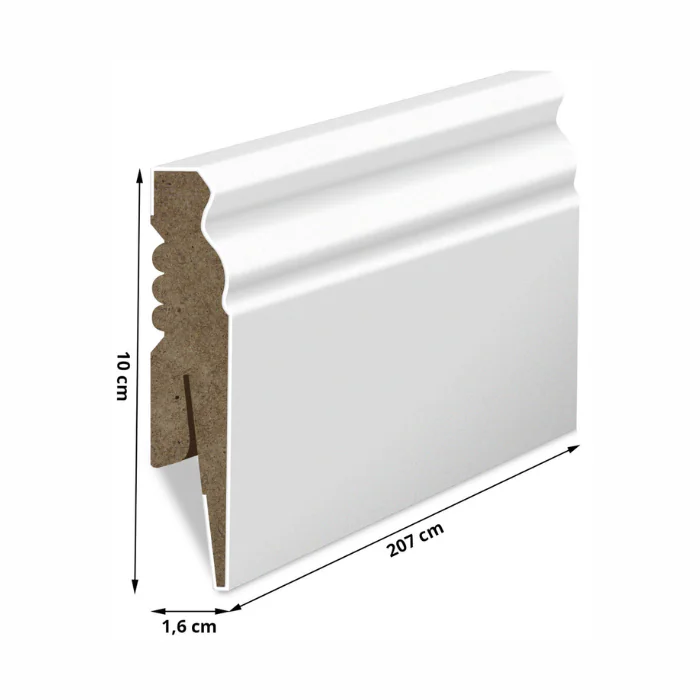 Freesitud MDF Põrandaliist - Kõrgus 10 cm, Paksus 1.6 cm