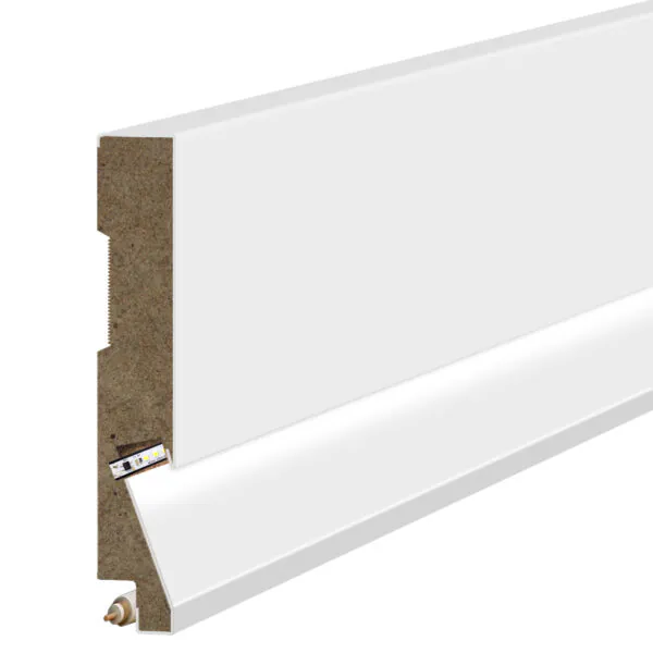 MDF Põrandaliist LED Ribaga - Kõrgus 8cm, Paksus 1.6cm - 2 värvi