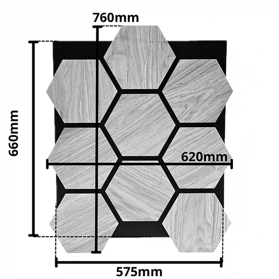 Naturaalne tamm kuusnurk akustilised seinapaneelid 620x760mm