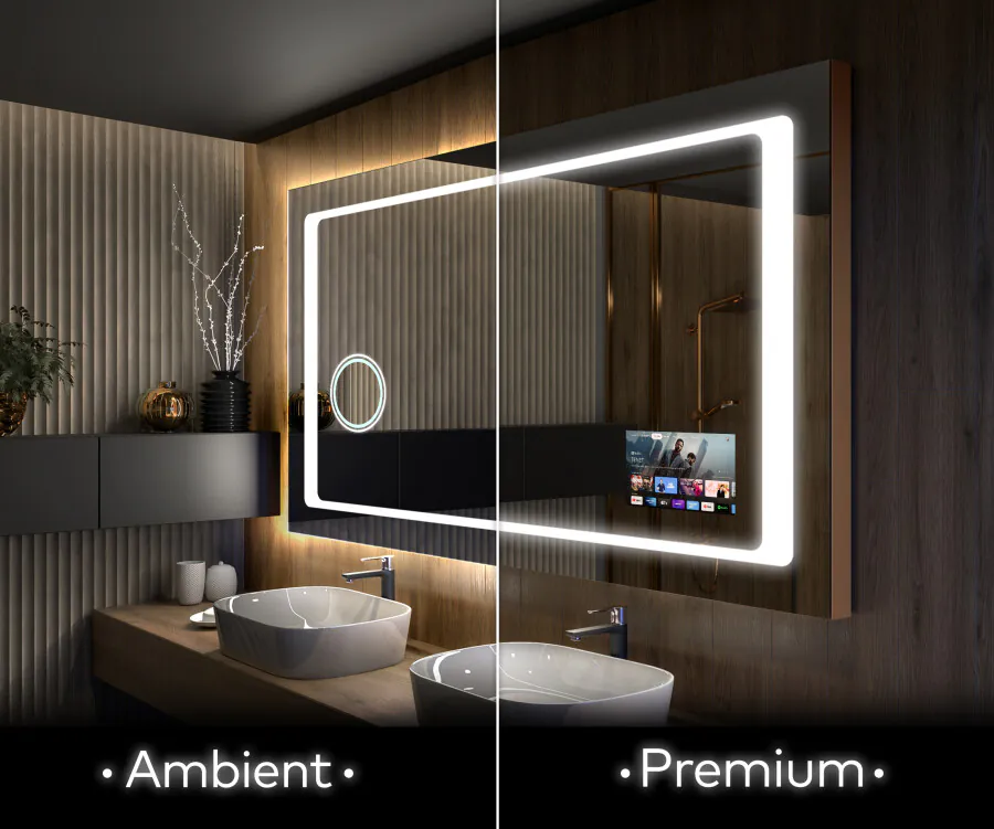 Ruudukujuline disaineri tagavalgustusega LED peegel L61